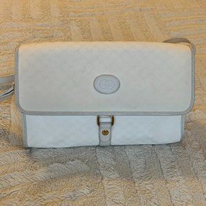 GUCCI (Tom Ford) Micro GG Flap Messenger Bag - white/gold